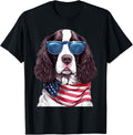 English Springer Spaniel With Usa Flag 4Th Of July