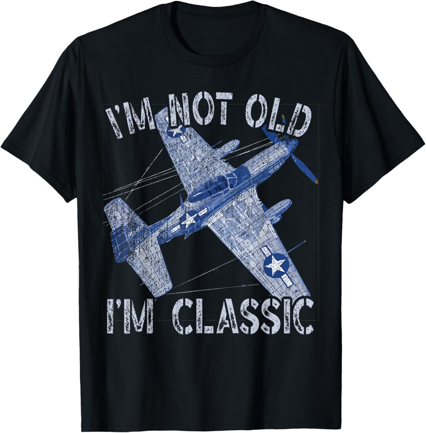 Im Not Old Im Classic P 51D Mustang Usa Fighter Blue Print