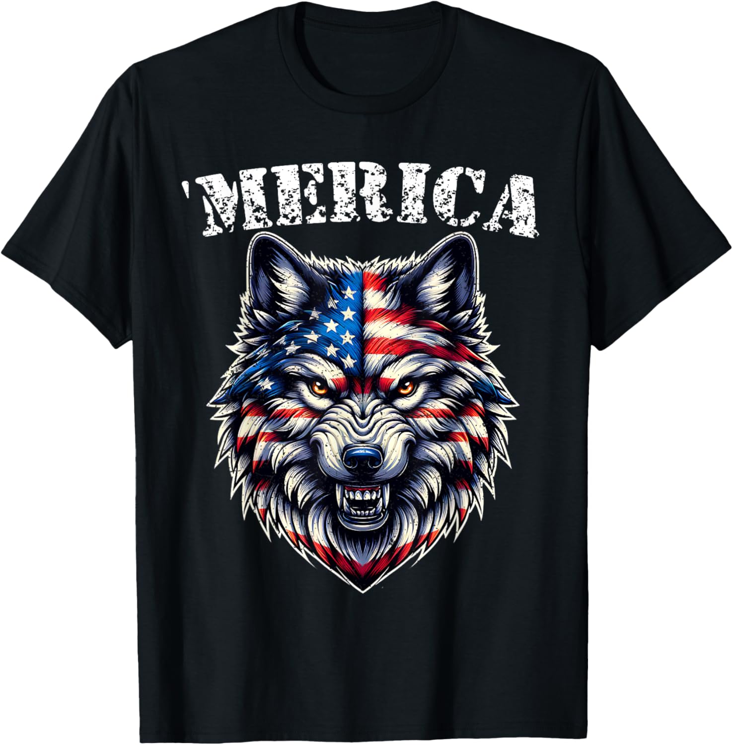Patriotic Wolf Usa Flag Merica 4Th Of July