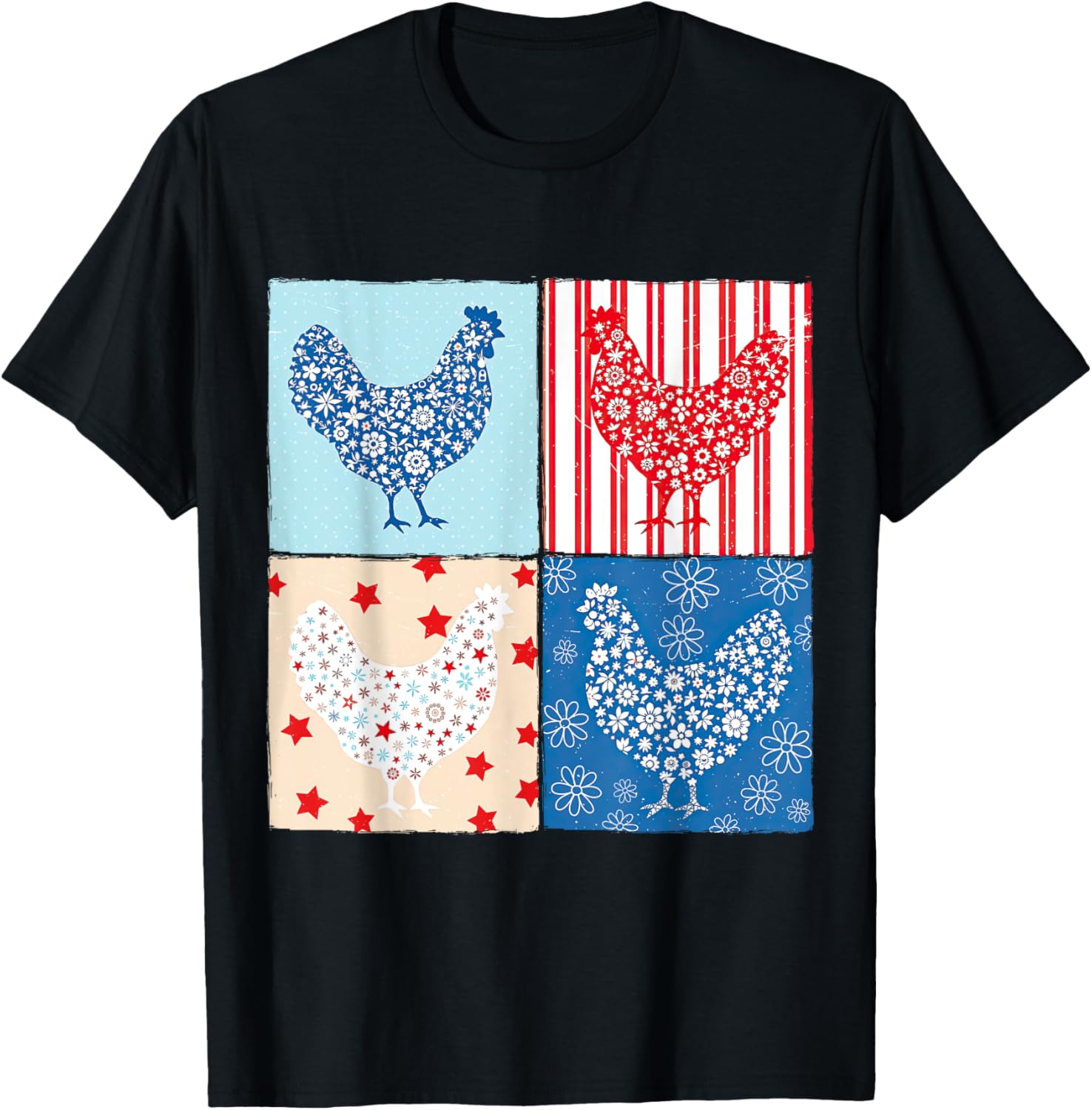 Patriotic Floral Chicken 4Th Of July Farm Girls Usa Farmer
