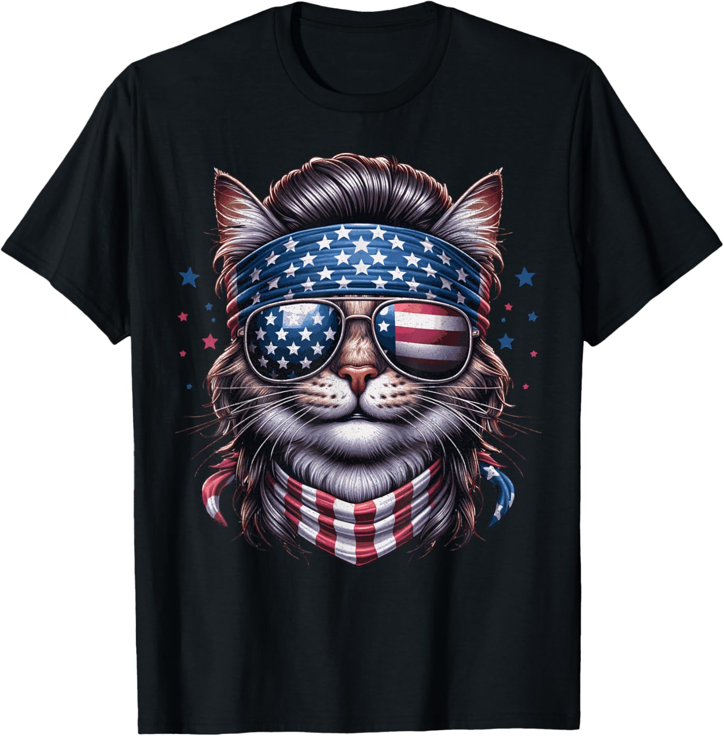 Cat American Flag Patriotic Funny Mullet Cat 4Th Of July