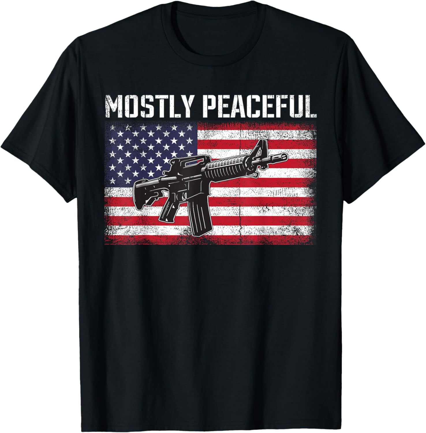 Mostly Peaceful Gun Rights Ar 15 American Flag 2A