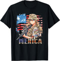 4Th Of July Military Anime Girl Patriotic Kid Women Us Flag