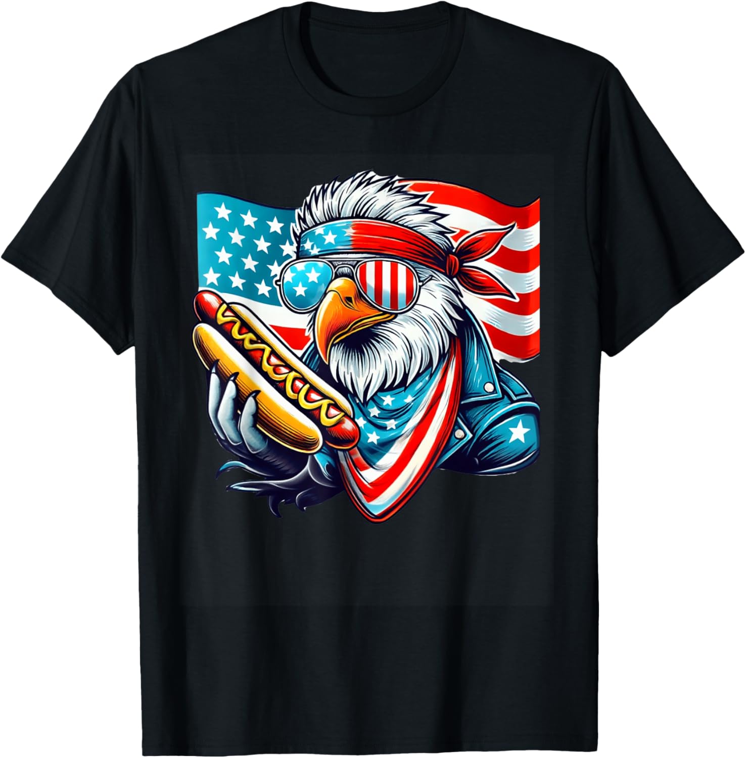 4Th Of July Usa Flag Bald Eagle Hotdog Patriotic Men Boys