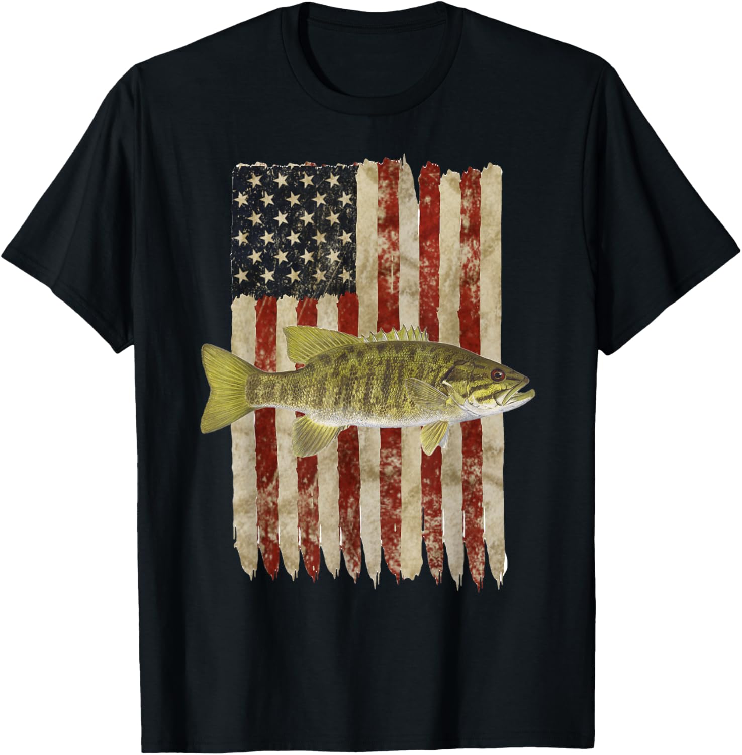 Hooked On Freedom Patriotic Smallmouth Bass Fishing Usa