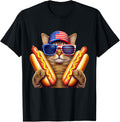 4Th Of July Hotdog Cat Funny Patriotic Cat Usa Flag Wiener