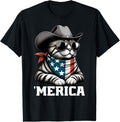 Merica Funny Cat American Flag Celebrate 4Th Of July