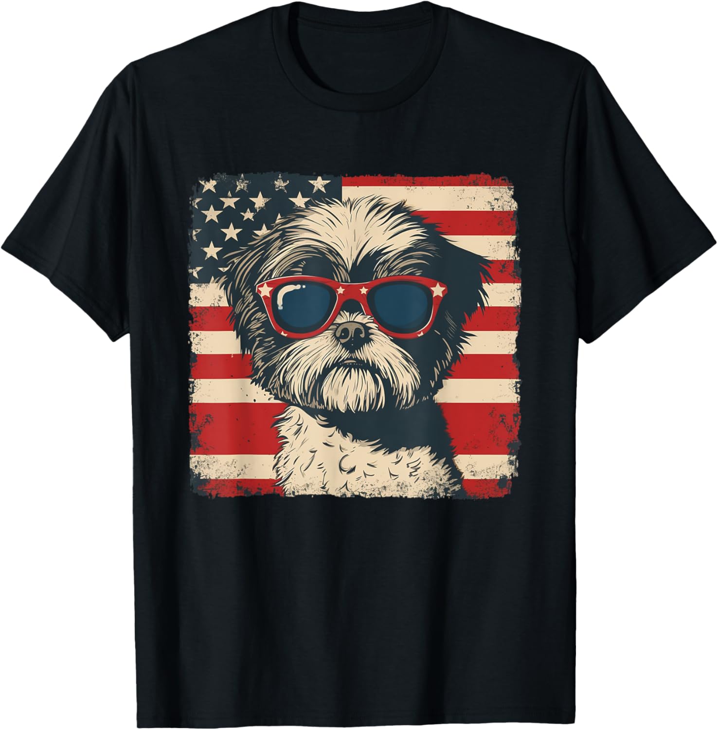 Shih Tzu Dog Usa Flag Patriotic Fourth Of July Men Women