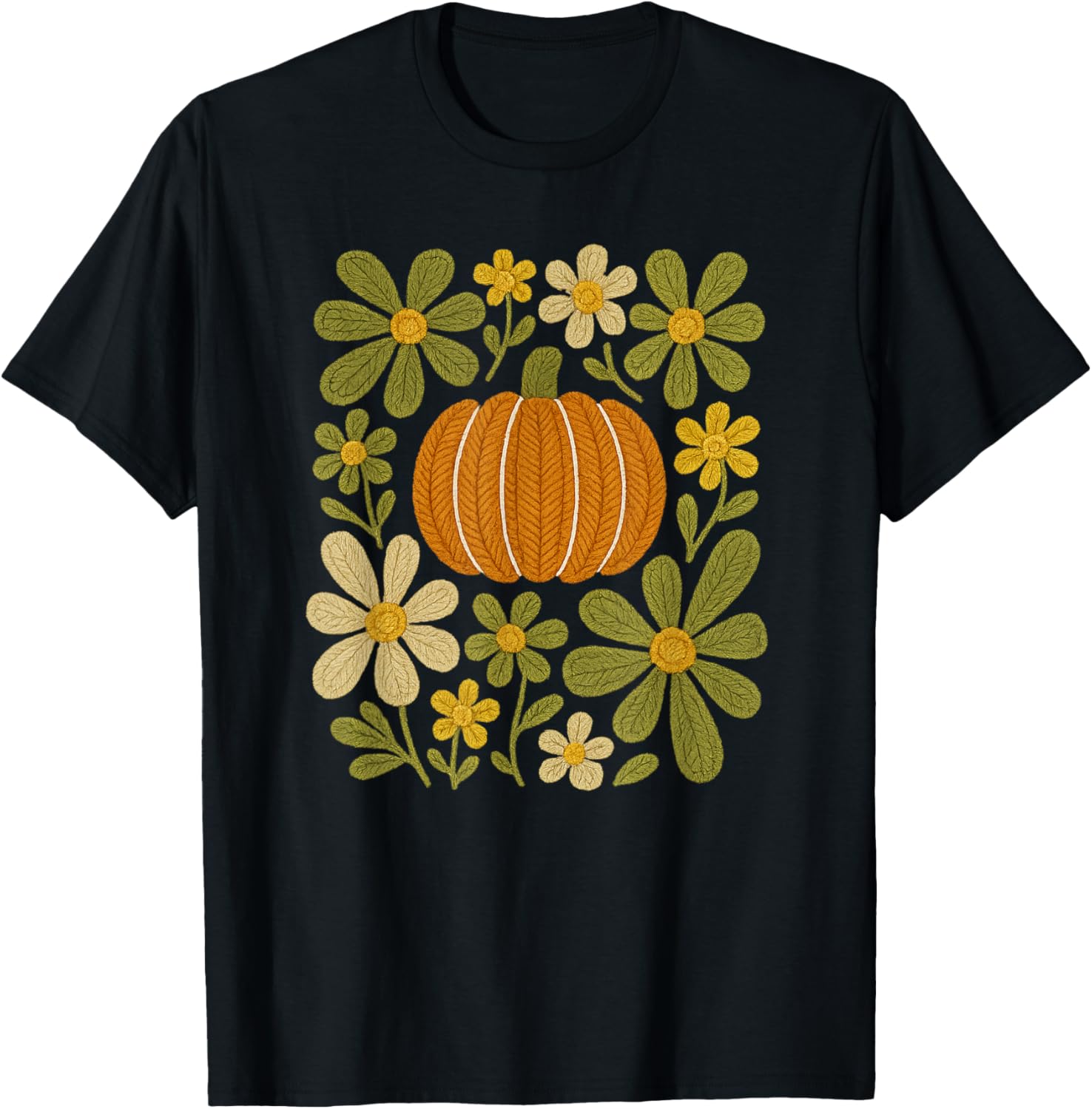 Floral Pumpkin Fall Knit Yarn Boho Vintage Thanksgiving