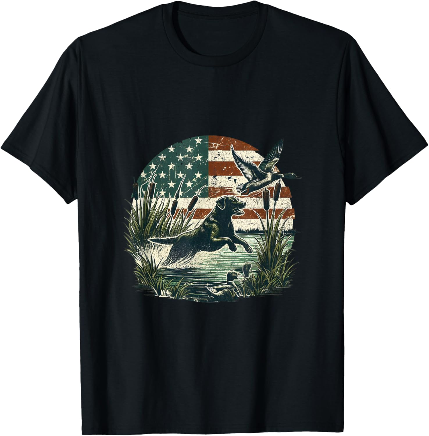 Black Labrador Usa Flag Lab Owner Duck Hunter