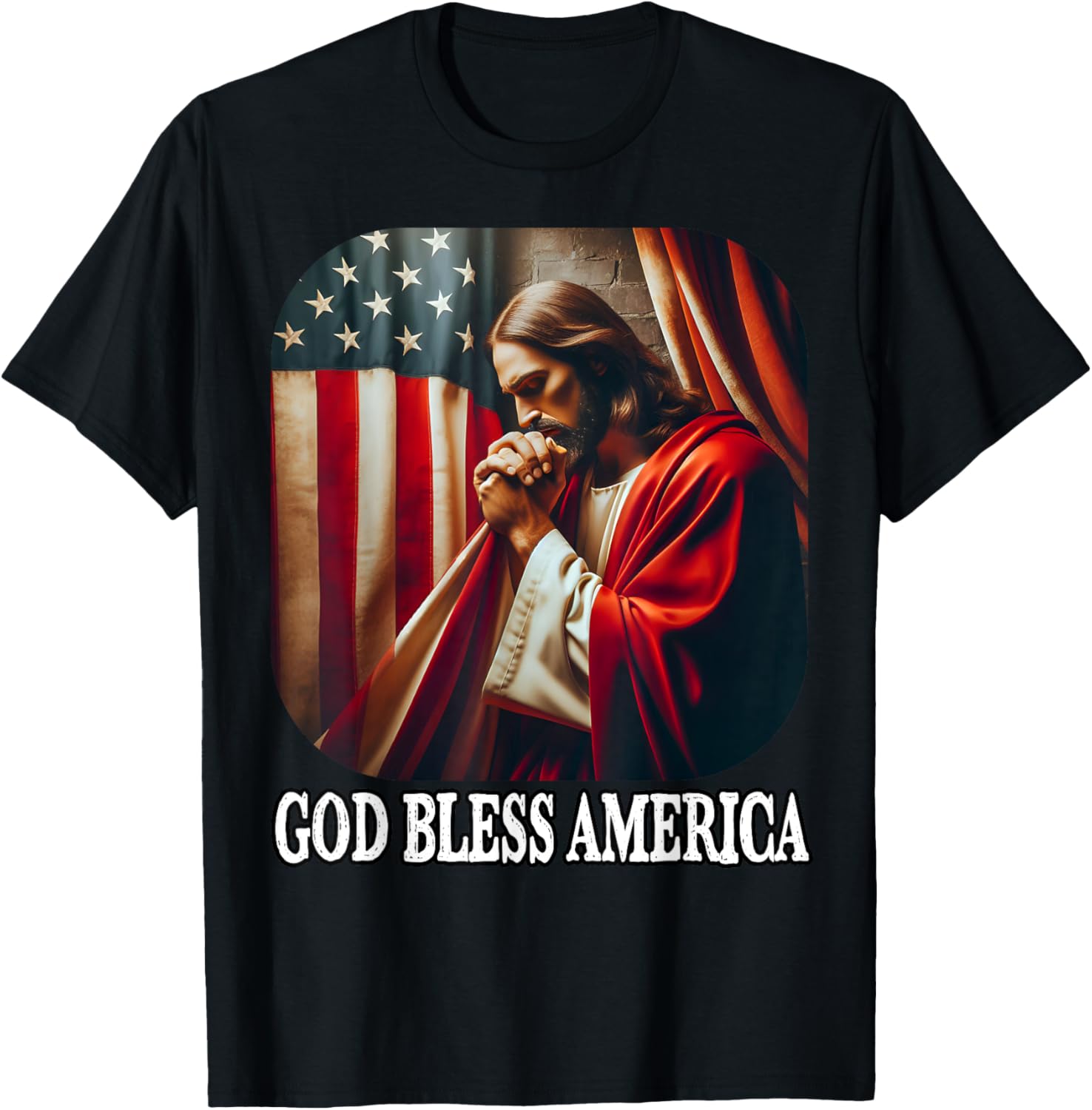 God Bless America Usa Flag And Jesus Fourth Of July