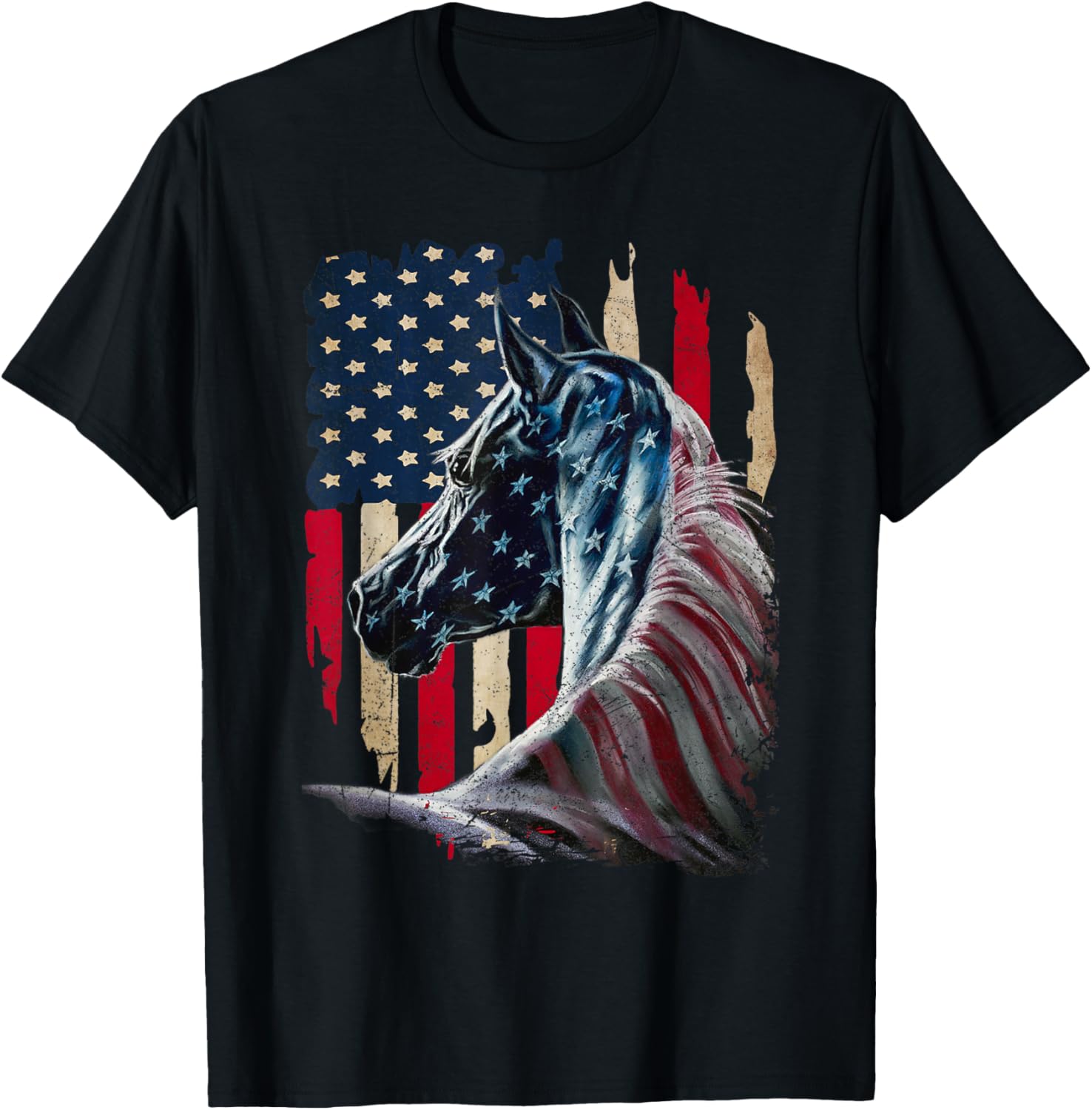 Patriotic Horse American Flag Horse Vintage