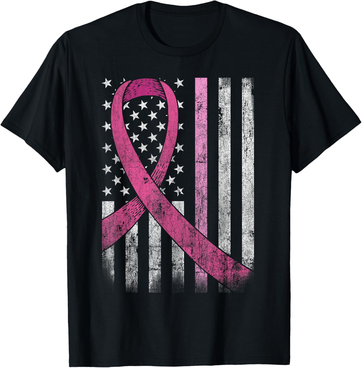 Breast Cancer Awareness American Flag Pink Ribbon
