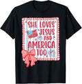 She Loves Jesus And America Too Faith Flag Fireworks Bow