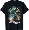 Wolf 4Th Of July American Flag Howling America Moon Funny