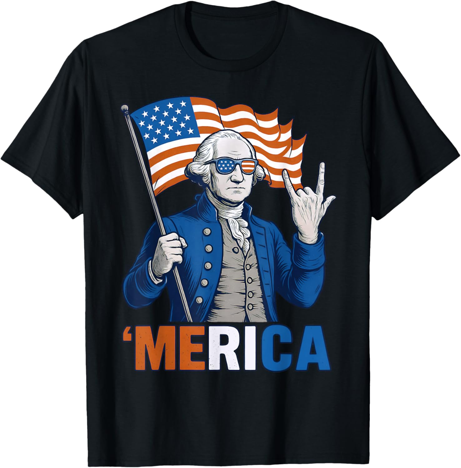 Merica Rock 4Th Of July George Washington American Flag Usa