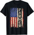 Farmer Tractors Usa American Flag Patriotic Farming Men Tee