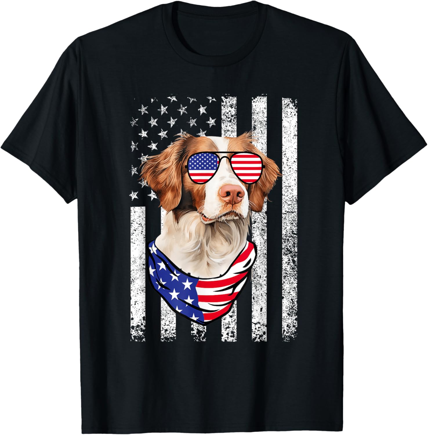 Brittany Spaniel American Flag Usa Patriotic 4Th Of July