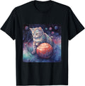 Cat With A Yarn Ball Planet. Feline, Celestial T-Shirt for Men Women Kids