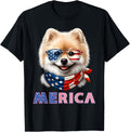 Merica Pomeranian Dog American Flag Patriotic 4Th Of July