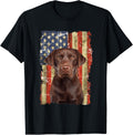 Retro Chocolate Lab With Usa Flag Gift Chocolate Lab Dad Mom