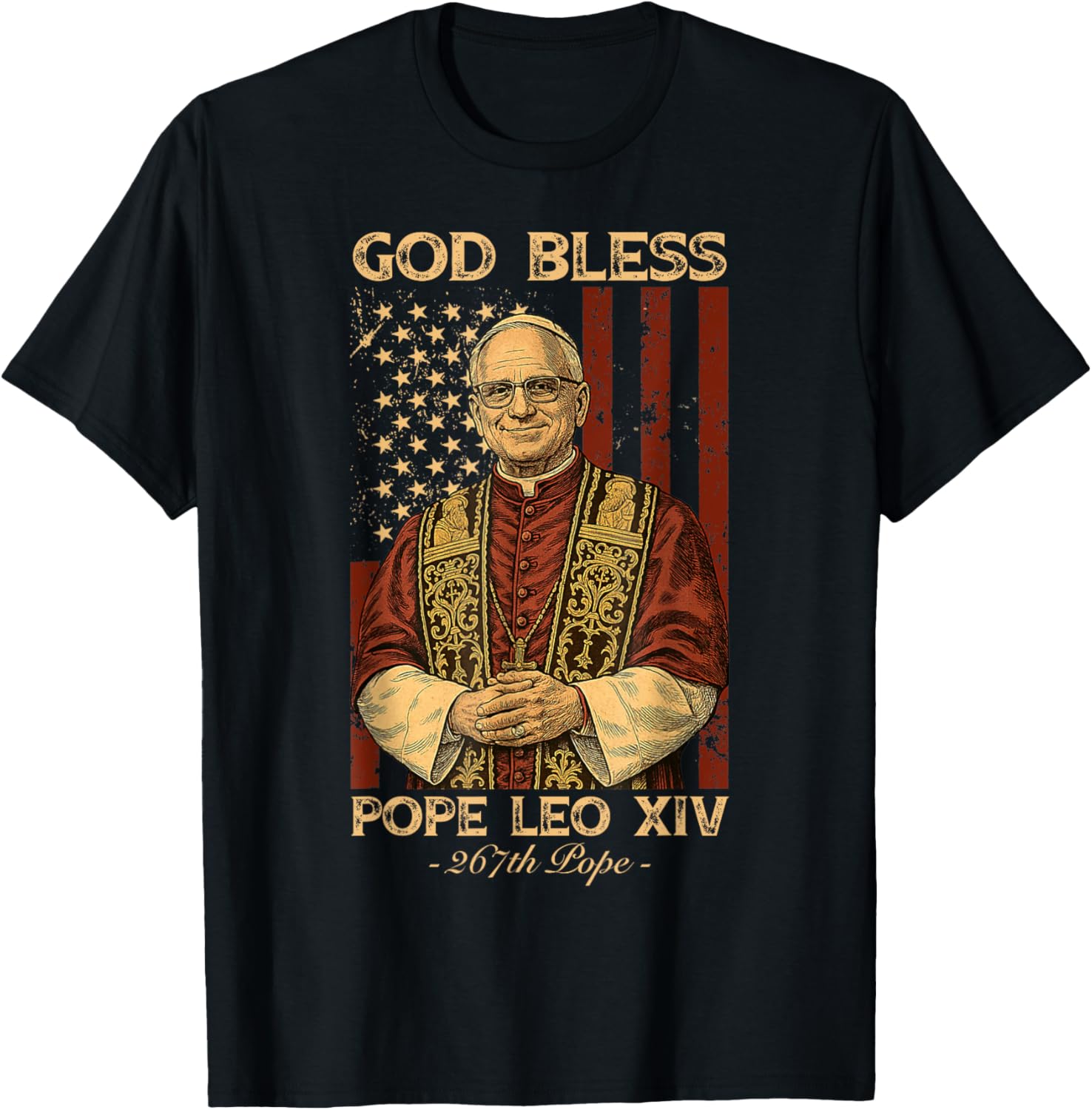 God Bless Pope Leo Xiv Robert Francis Prevost American Flag