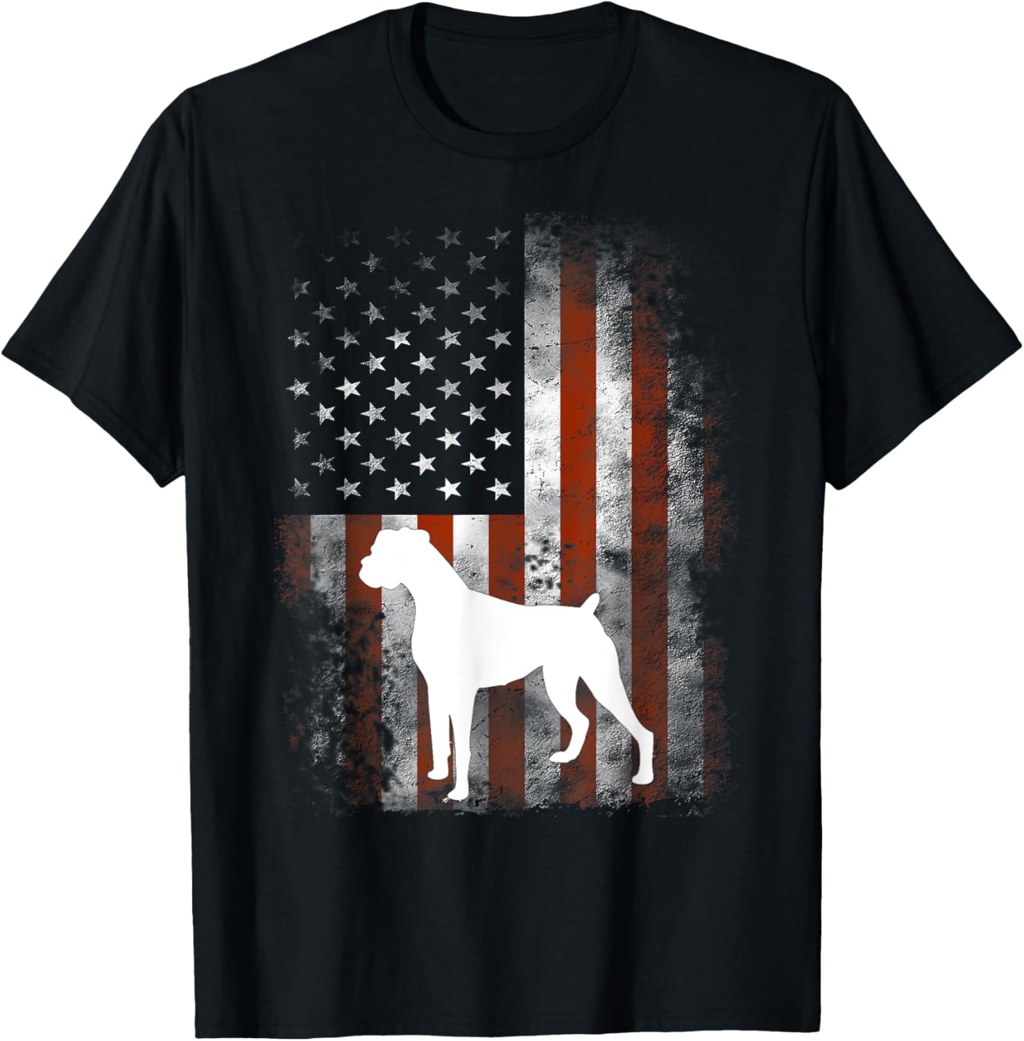 White Boxer Dog Shirt Patriotic American Flag 4Th Of July