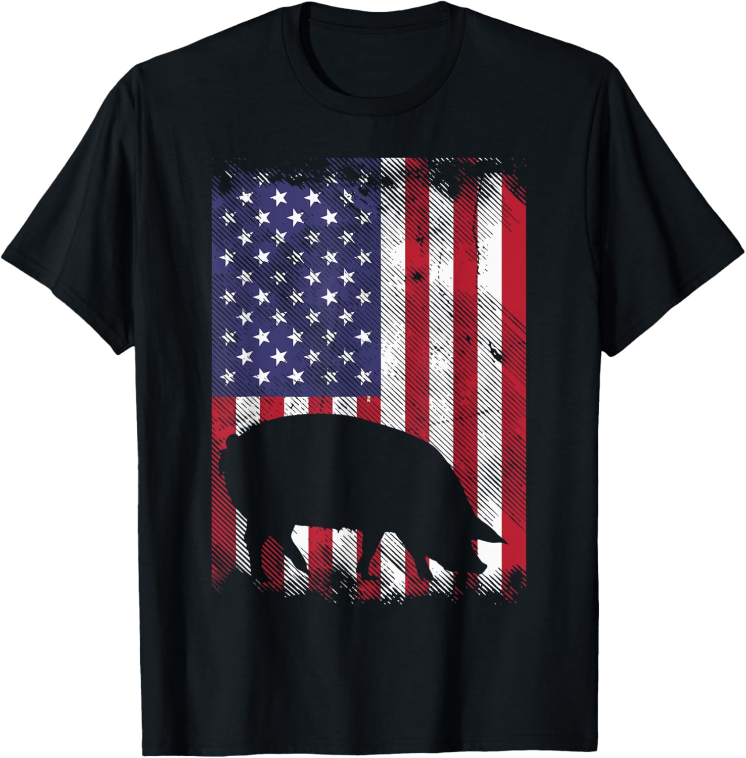 American Flag Pig Vintage Farm Animal Patriotic Farmer Gift