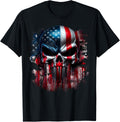 American Skull Patriotic Flag Usa Grunge Reaper Graphic
