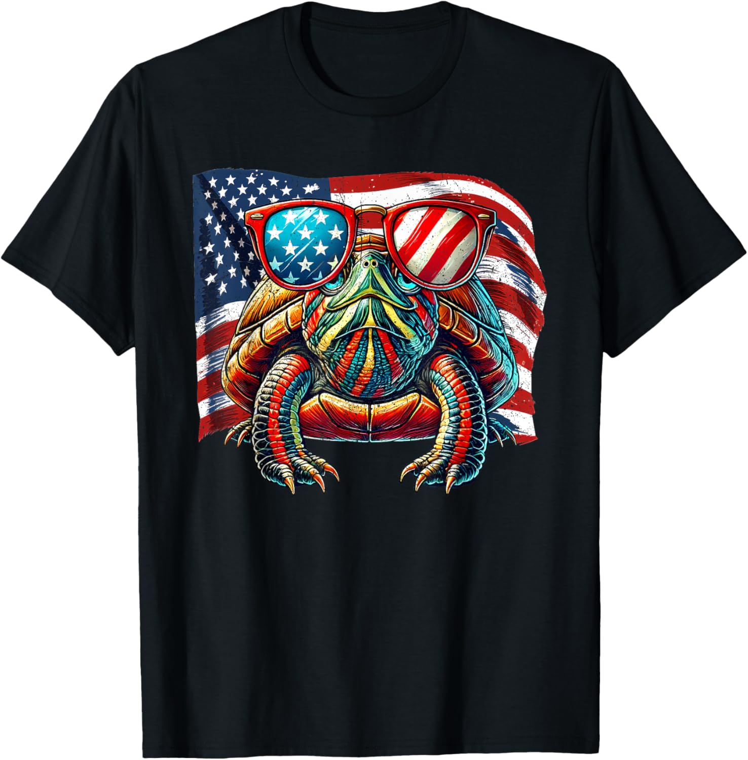 Red Eared Slider Turtle Usa Flag Patriotic Sunglasses Pets