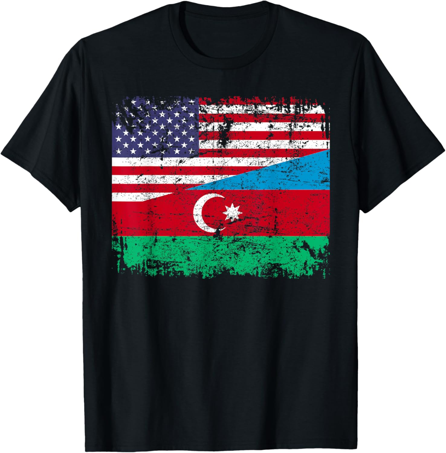 Azeri Roots Half American Flag Azerbaijan Flag