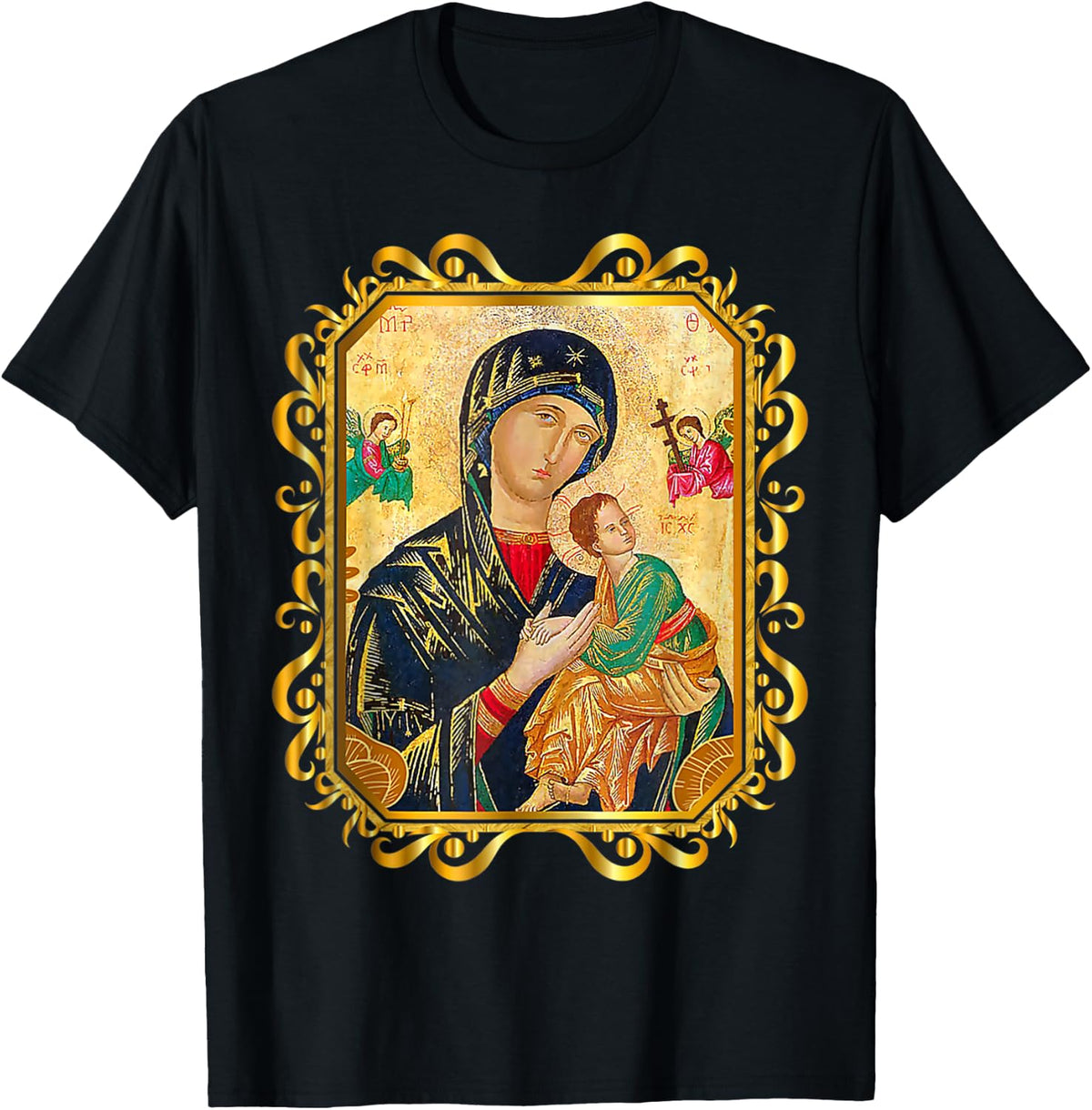 Our Lady of Perpetual Help Blessed Mother Mary Catholic Icon Shirt 107