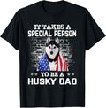 Husky Dad With Proud American Flag Dog Fathers Day