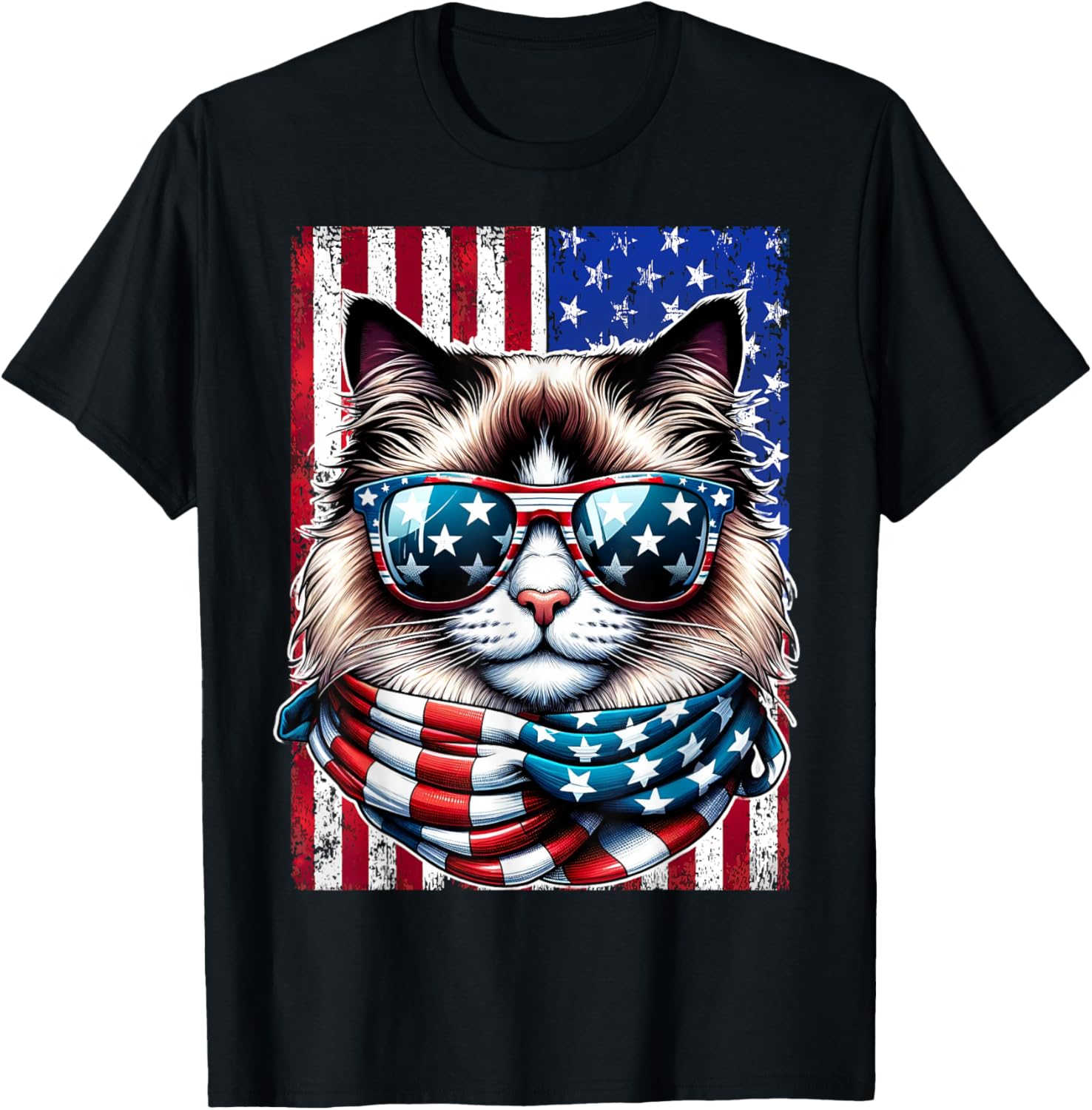 4Th Of July Ragdoll Cat Usa Flag Sunglasses Patriotic Cat