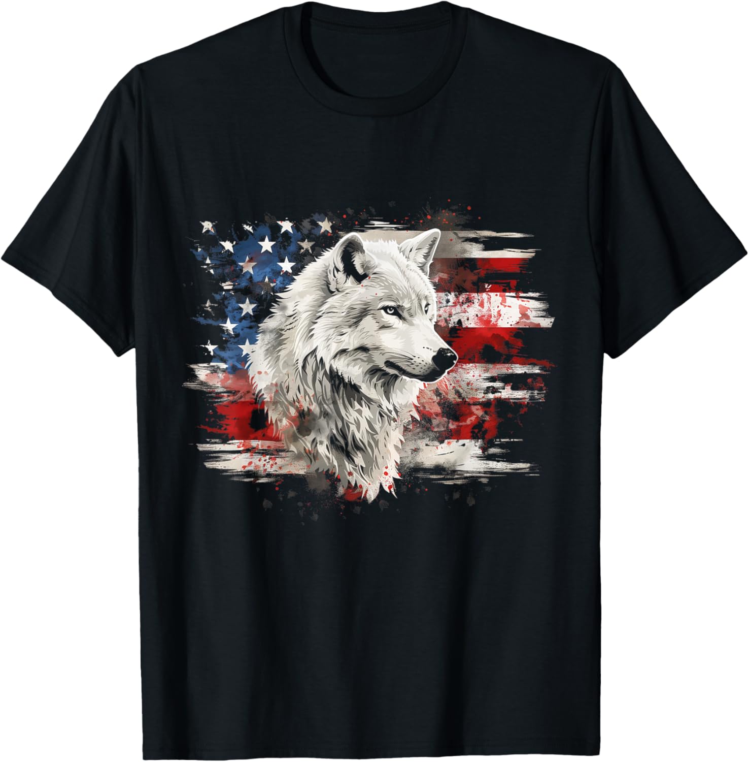 Wolf American Flag Usa Patriotic White Arctic Wolf Lover