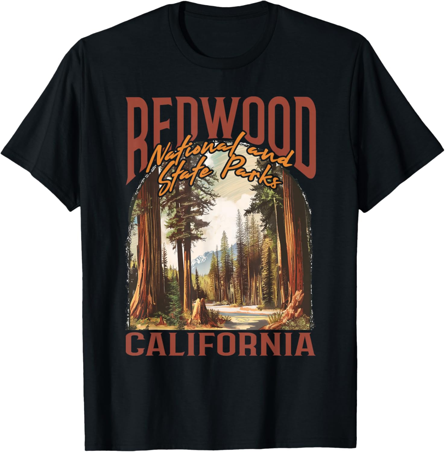 Redwood Usa National Park Vintage California Outdoors Retro