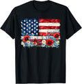 Retro Flower American Flag Women 4Th Of July Patriotic