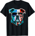 Bulldog Dog Red White Blue American Flag Sunglasses