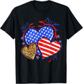 Usa Flag Heart 4Th Of July Leopard Patriotic Red White Blue