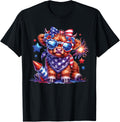 Cute Highland Cow Florals 4Th Of July Usa Flag Patriotic Cow