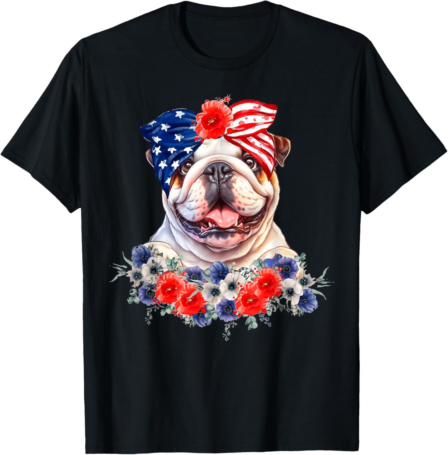 English Bulldog Dog Bandana American Flag 4Th Of July