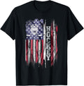 Vintage Usa American Flag Hockey Player Silhouette Funny
