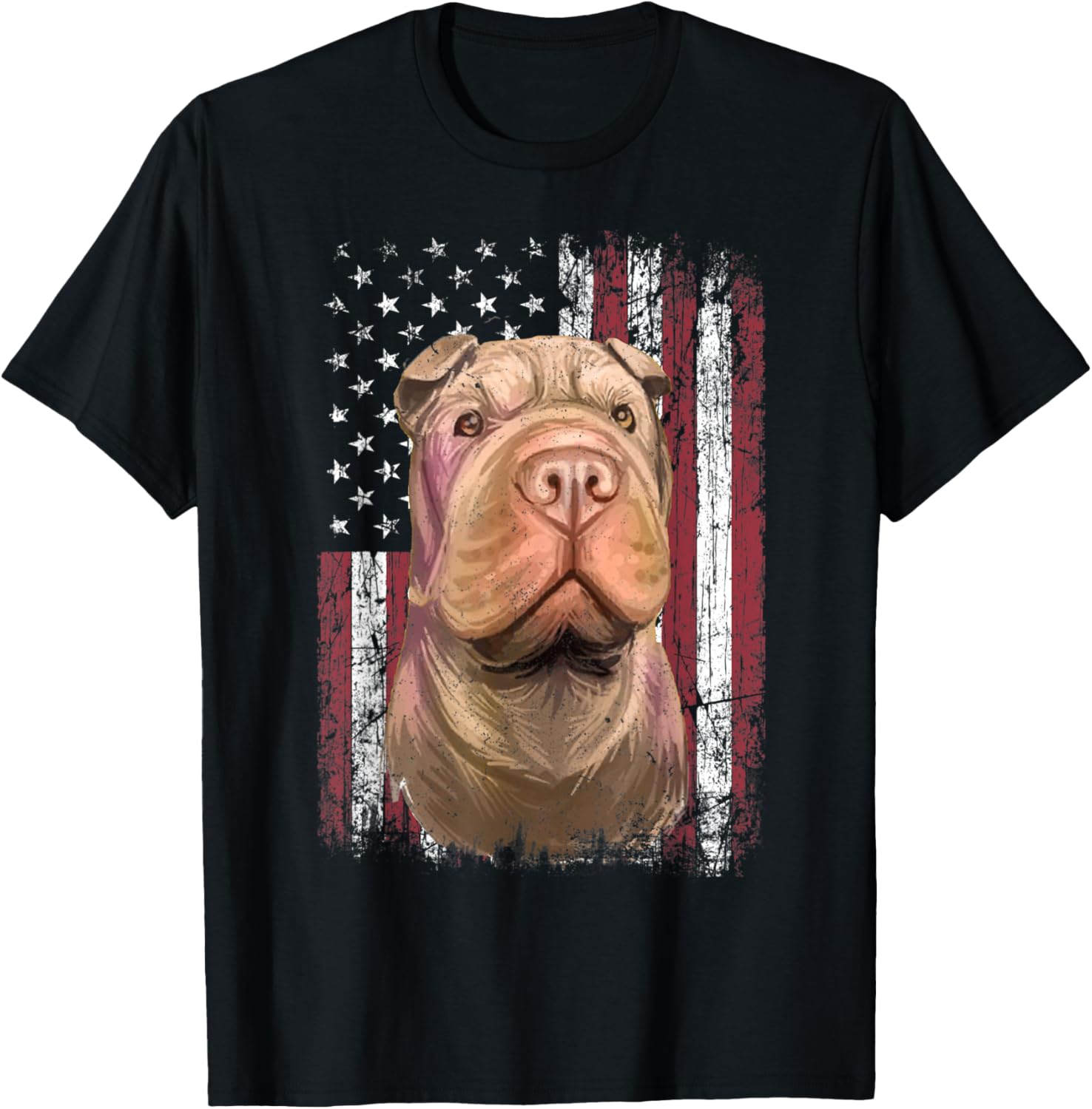 Patriotic American Shar Pei Dog Usa Flag