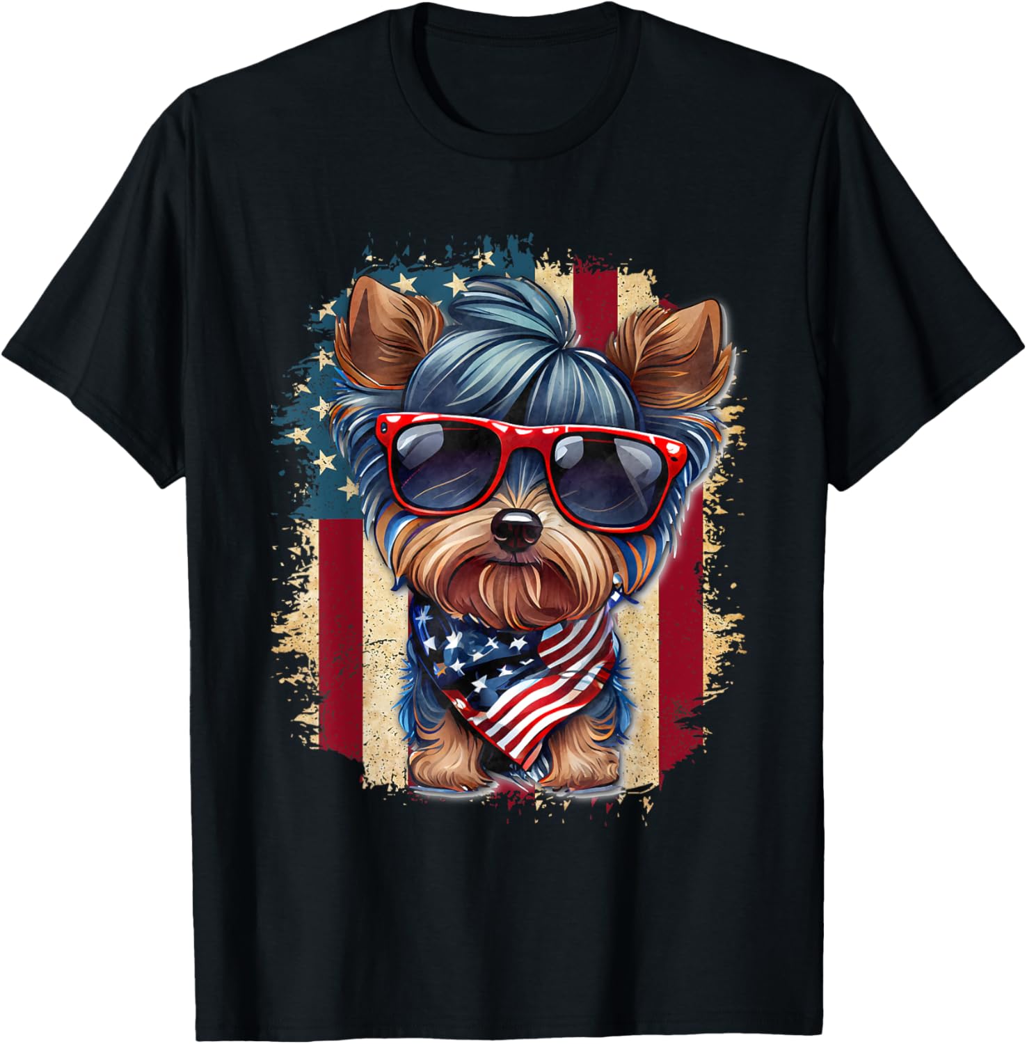 Cute Yorkie Dog Lover July 4Th Usa Flag Patriotic Merica