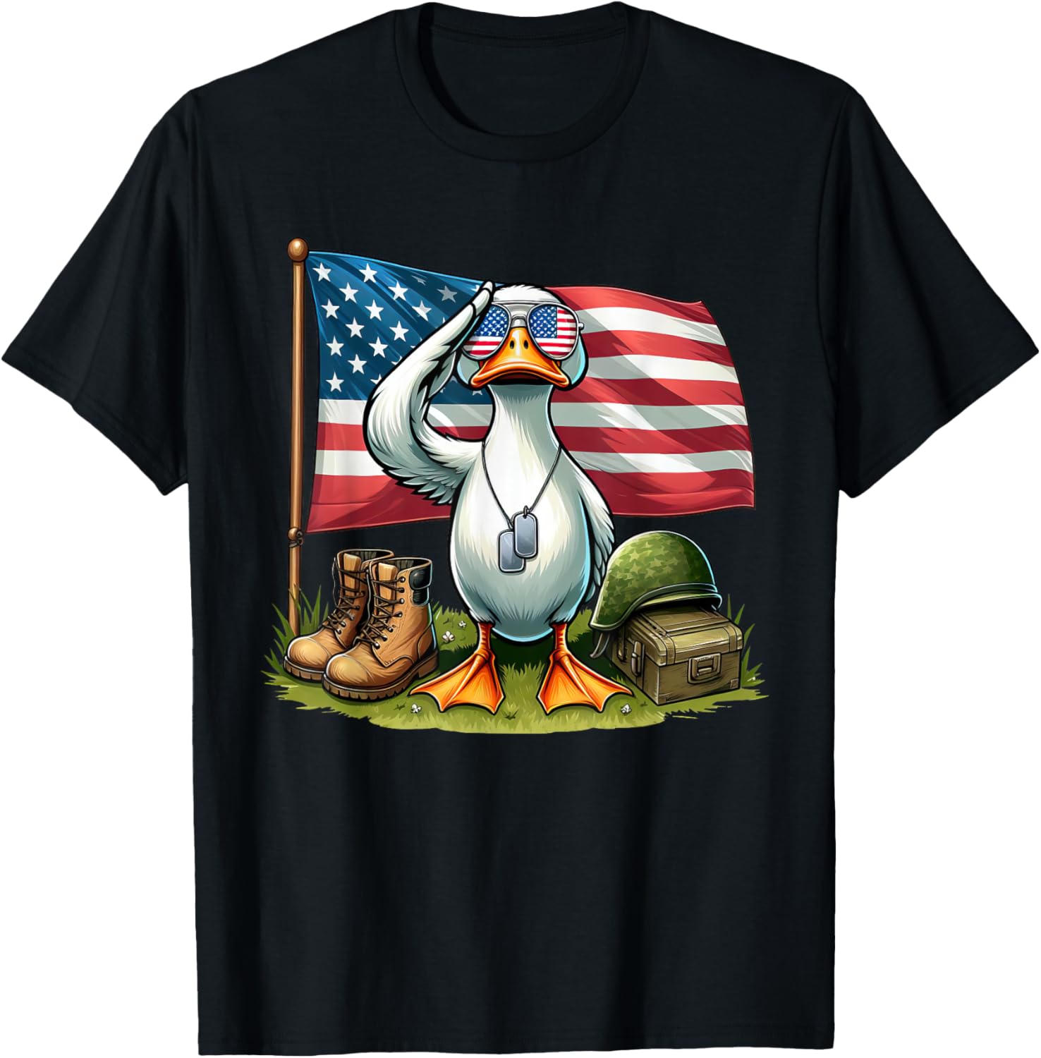 Salute Duck American Usa Flag Memorial Day 4Th Of July