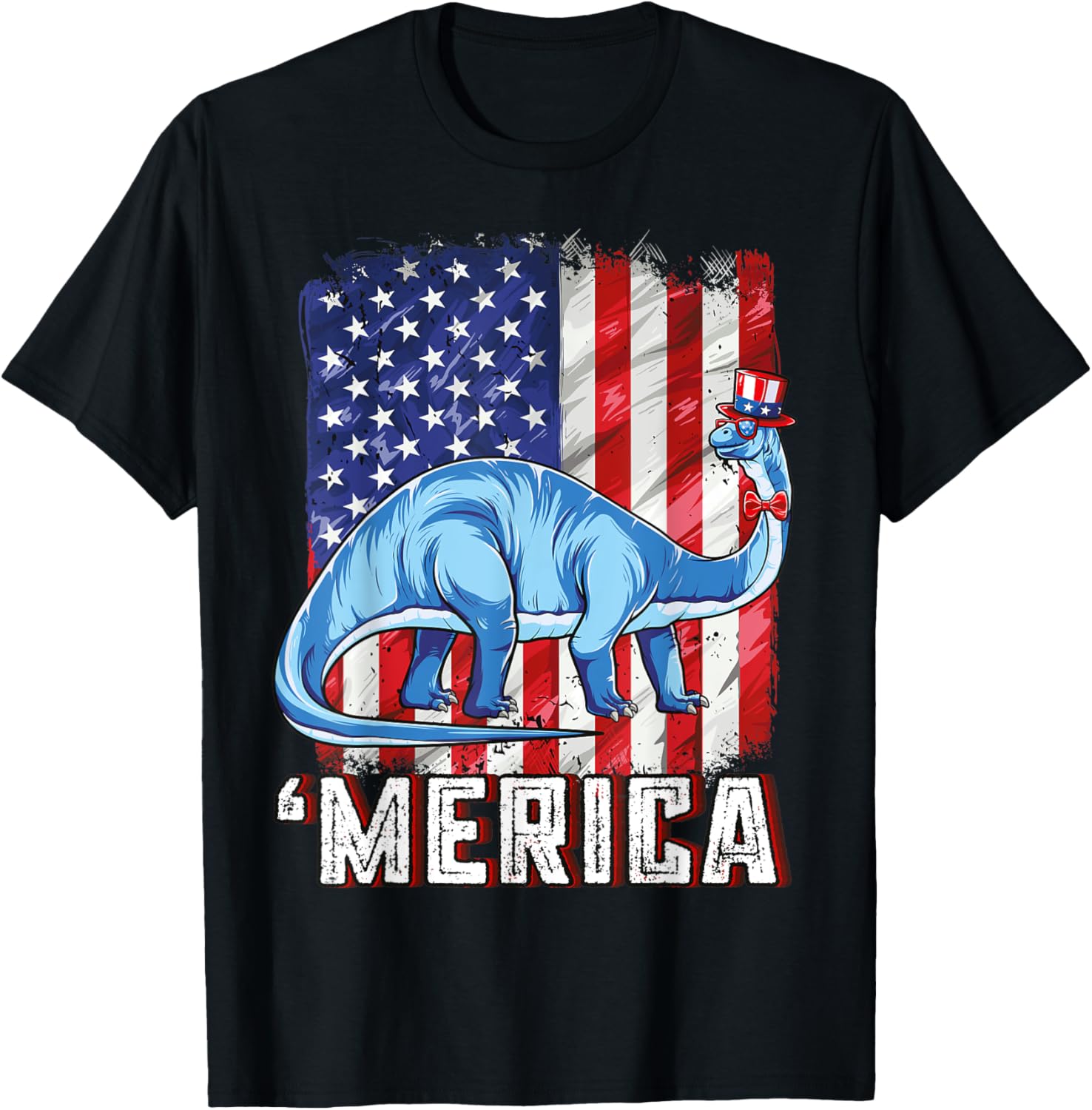 Patriotic Brontosaurus Merica Usa American Flag 4Th Of July