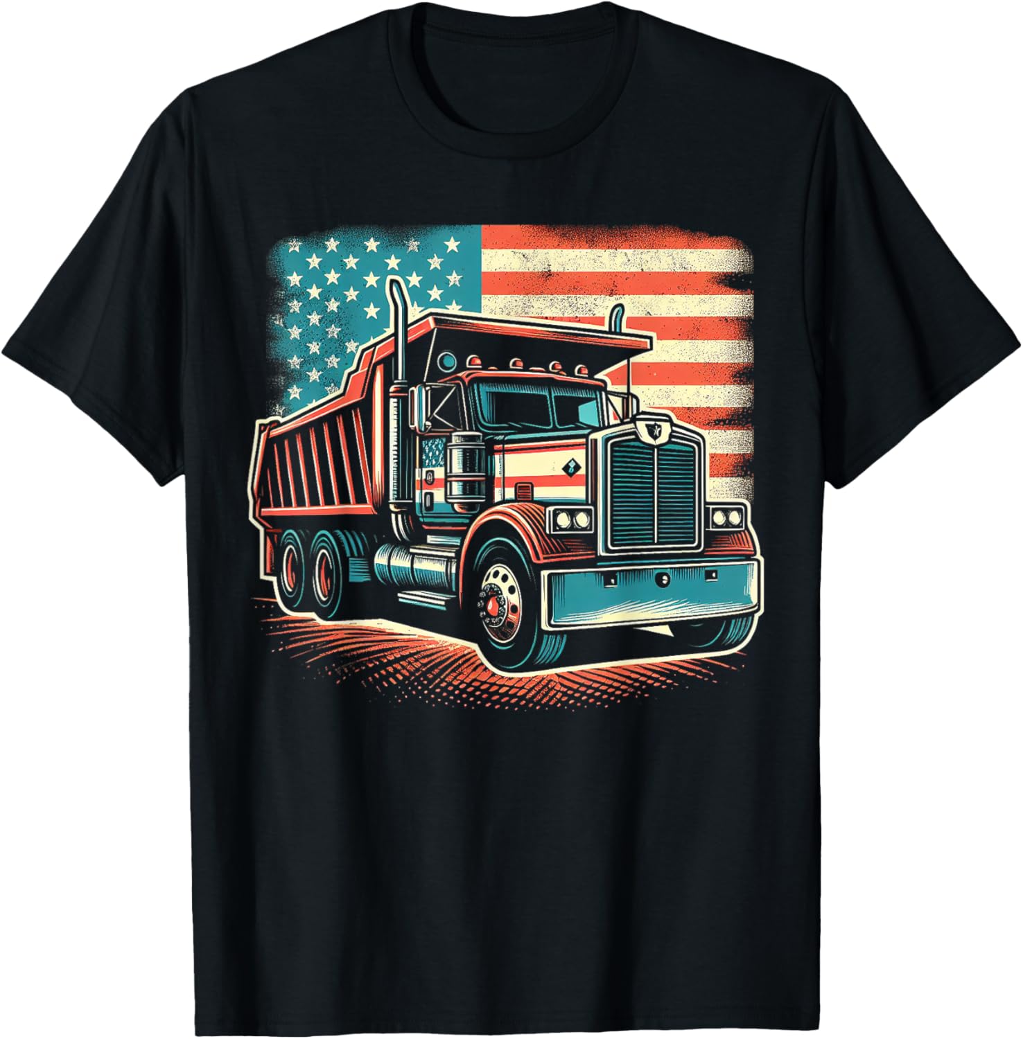 Dump Truck Driver American Flag Trucker Vintage Men Women