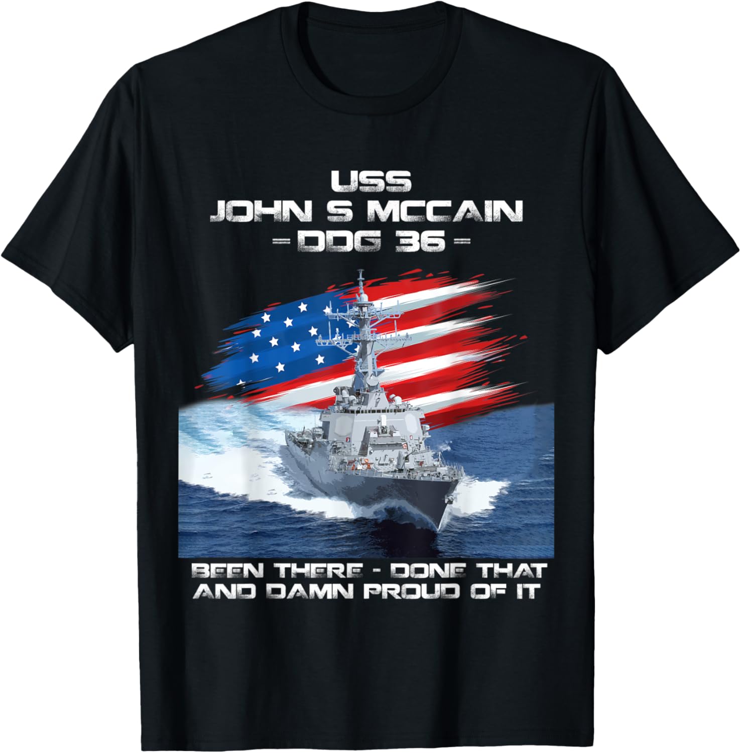 Uss John S Mccain Ddg 36 Destroyer Ship Usa Flag Veteran
