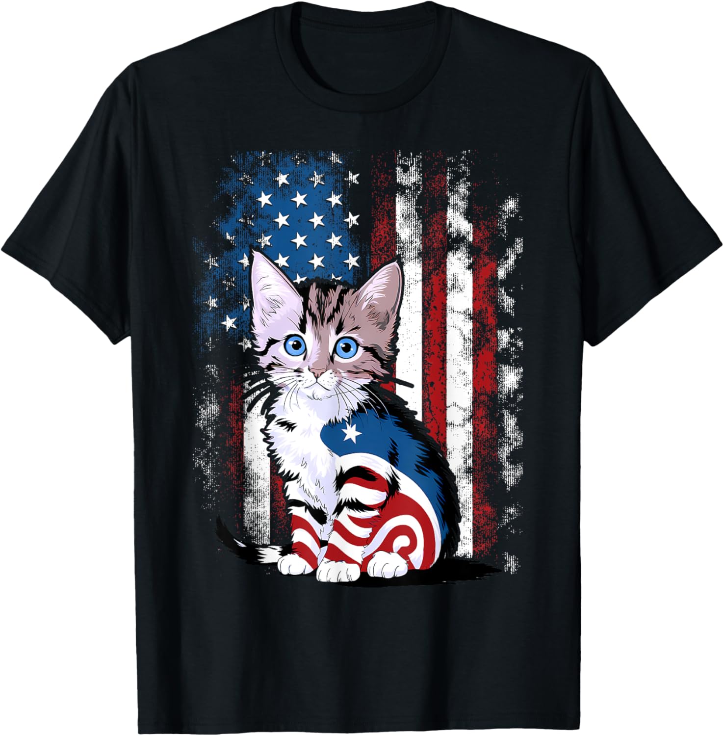 Memorial Day Cat Funny Kitten 4Th Of July Patriotic Usa Flag
