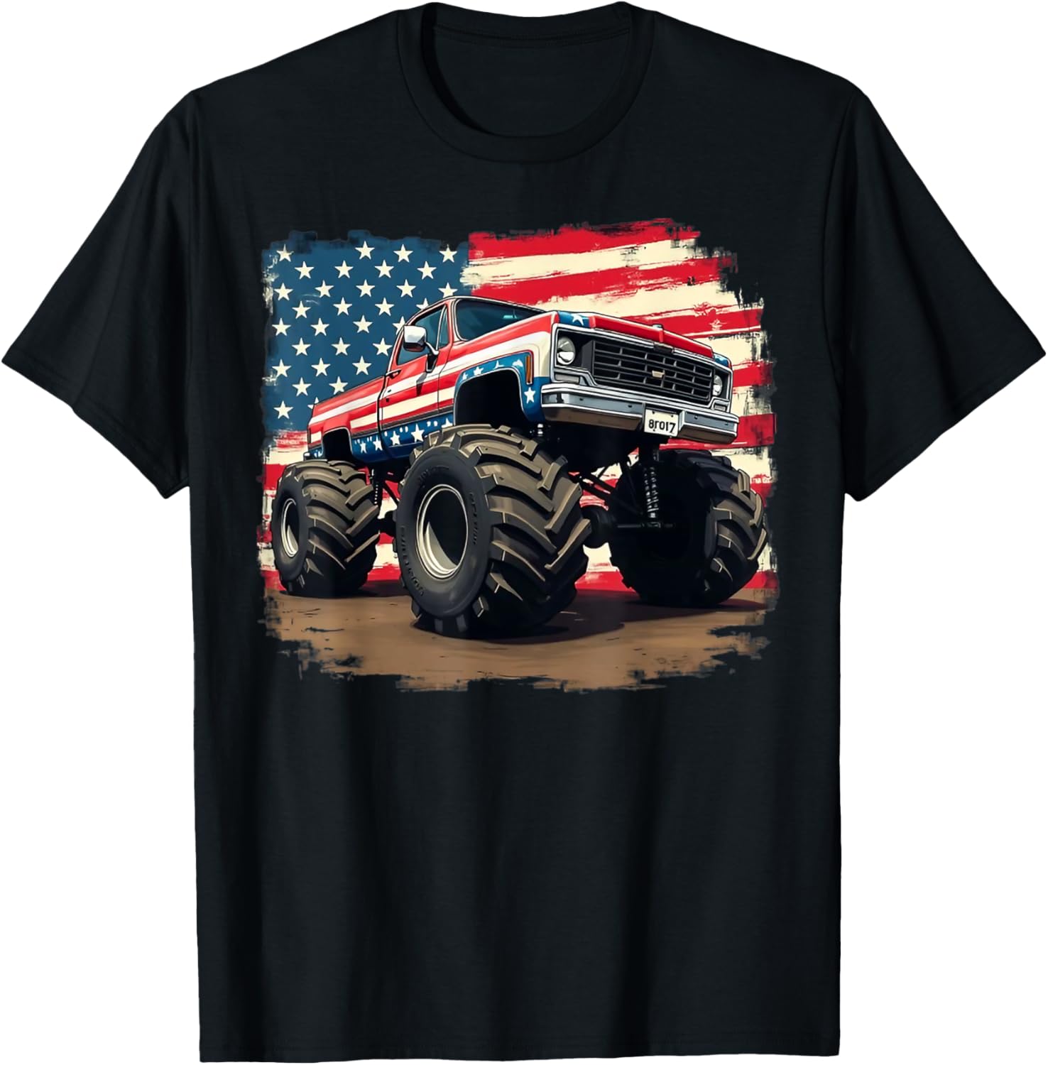 Monster Truck American Flag Racing Funny Usa Patriotic Flag